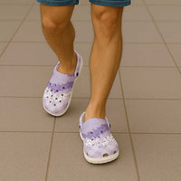 Hawaii Aloha Plumeria Lei Lavender Palaka Clogs Shoes - Polynesian Pride