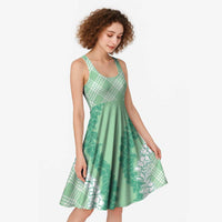 Hawaii Aloha Plumeria Lei Mint Palaka Midi Dress - Polynesian Pride