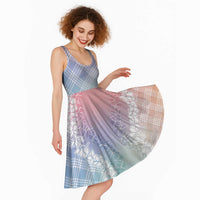 Hawaii Aloha Plumeria Lei Pastel Candy Palaka Midi Dress LT7 - Polynesian Pride