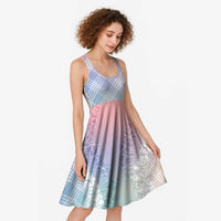 Hawaii Aloha Plumeria Lei Pastel Candy Palaka Midi Dress LT7 - Polynesian Pride