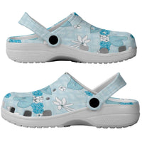 Hawaii Anthurium Tiare Pikake Lei Clogs Shoes UliUli Lauhala Art Pattern