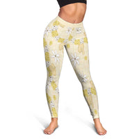 Hawaii Anthurium Tiare Pikake Lei Leggings Melemele Lauhala Art Pattern