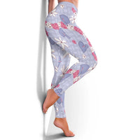 Hawaii Anthurium Tiare Pikake Lei Leggings Poni Lauhala Art Pattern