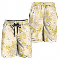 Hawaii Anthurium Tiare Pikake Lei Shorts for Men Melemele Lauhala Art Pattern