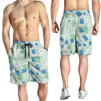 Hawaii Anthurium Tiare Pikake Lei Shorts for Men Omaomao Lauhala Art Pattern