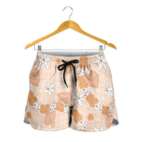 Hawaii Anthurium Tiare Pikake Lei Shorts for Women Alani Lauhala Art Pattern
