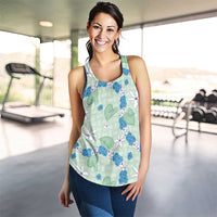 Hawaii Anthurium Tiare Pikake Lei Women Racerback Tank Omaomao Lauhala Art Pattern