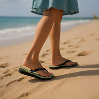Hawaii Breadfruit Palaka Flip Flops Omaomao Maile Lei - Polynesian Pride