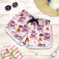 Hawaii Flamingo Hello Summer Shorts for Women Hawaiian Quilt Pattern LT9 Pink - Polynesian Pride
