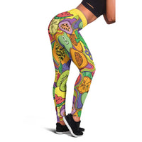 Hawaii Fruits Hippie Style Leggings Vibrant Colorful