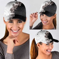 Hawaii Grayscale Hibiscus Flowers Classic Cap Polynesian Pattern Half Black White Version LT03 - Polynesian Pride