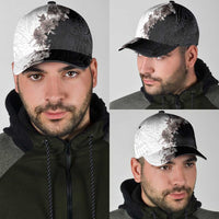 Hawaii Grayscale Hibiscus Flowers Classic Cap Polynesian Pattern Half Black White Version LT03 - Polynesian Pride