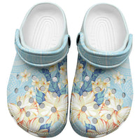 Hawaii Hibiscus Plumeria Blue Clogs Shoes Polynesian Pattern