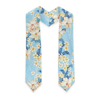 Hawaii Hibiscus Plumeria Blue Graduation Stole Polynesian Pattern