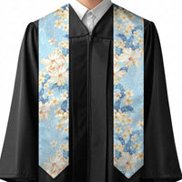Hawaii Hibiscus Plumeria Blue Graduation Stole Polynesian Pattern