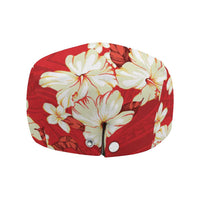 Hawaii Hibiscus Plumeria Red Jeff Hat Polynesian Pattern