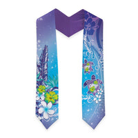 Hawaii Honu Graduation Stole Tropical Flowers Purple Gradient
