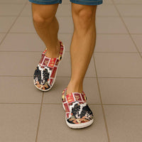Hawaii Japanese Culture Black Clogs Shoes Spring Cranes Aloha Pattern