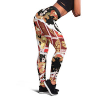 Hawaii Japanese Culture Black Leggings Spring Cranes Aloha Pattern