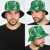 Hawaii Japanese Culture Green Bucket Hat Spring Cranes Aloha Pattern