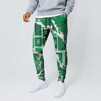 Hawaii Japanese Culture Green Jogger Pants Spring Cranes Aloha Pattern