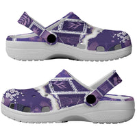 Hawaii Japanese Culture Purple Clogs Shoes Spring Cranes Aloha Pattern