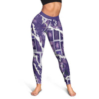 Hawaii Japanese Culture Purple Leggings Spring Cranes Aloha Pattern