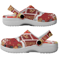 Hawaii Japanese Culture Red Clogs Shoes Spring Cranes Aloha Pattern