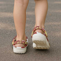 Hawaii Japanese Culture Red Clogs Shoes Spring Cranes Aloha Pattern