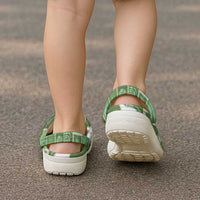 Hawaii Japanese Culture Sage Green Clogs Shoes Spring Cranes Aloha Pattern