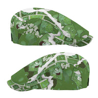 Hawaii Japanese Culture Sage Green Jeff Hat Spring Cranes Aloha Pattern