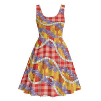 Hawaii Kahili Palaka Motifs Midi Dress Hawaiian Honohono Pikake Lei LT14 - Polynesian Pride
