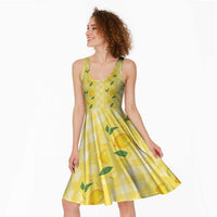 Hawaii Lemon Palaka Midi Dress Striped Stylized