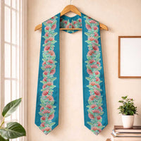 Hawaii Ohia Lehua Graduation Stole Tropical Vibes Teal