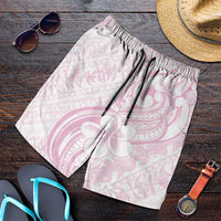 Hawaii Plumeria Lokelani Pikake Lei Shorts for Men Poni Mama Polynesian Tattoo LT9 Pink - Polynesian Pride