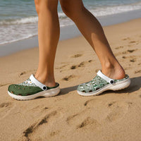 Hawaii Plumeria Tribal Vintage Clogs Shoes Special Green