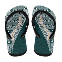 Hawaii Plumeria Tribal Vintage Flip Flops Special Turquoise