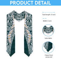 Hawaii Plumeria Tribal Vintage Graduation Stole Special Turquoise LT03 - Polynesian Pride