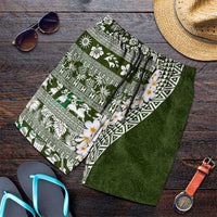 Hawaii Plumeria Tribal Vintage Shorts for Men Special Green