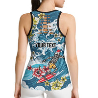 Hawaii Santa Skeleton Surfing Personalized Hollow Tank Top Mele Kalikimaka i Iulai! LT9 - Polynesian Pride