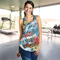Hawaii Santa Skeleton Surfing Personalized Women Racerback Tank Mele Kalikimaka i Iulai!