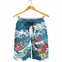 Hawaii Santa Skeleton Surfing Shorts for Men Mele Kalikimaka i Iulai! LT9 - Polynesian Pride