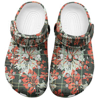 Hawaii Tartan With Hibiscus Clogs Shoes Polynesian Pattern Vintage LT9 Dark Green - Polynesian Pride