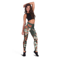 Hawaii Tartan With Hibiscus Leggings Polynesian Pattern Vintage