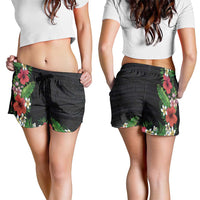 Hawaii Tropical Flowers and Leaves Shorts for Women Tapa Pattern Colorful Mode