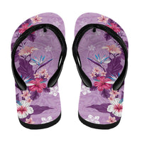 Hawaii Tropical Flowers Flip Flops Polynesian Tattoo Lavender