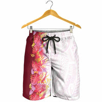 Hawaii Tropical Plant Akala Shorts for Men Vibrant Polynesian Pattern