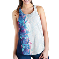 Hawaii Tropical Plant UliUli Women Racerback Tank Vibrant Polynesian Pattern