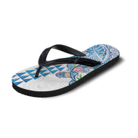 Hawaiian Abstract Sea Turtle Flip Flops Polynesian Tapa Art and Kakau Tattoo White WaterColor - Polynesian Pride