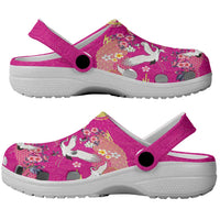Hawaiian and Japanese Culture Together Clogs Shoes Kakau Tribal Pattern and Irezumi Art Pink Color LT03 - Polynesian Pride